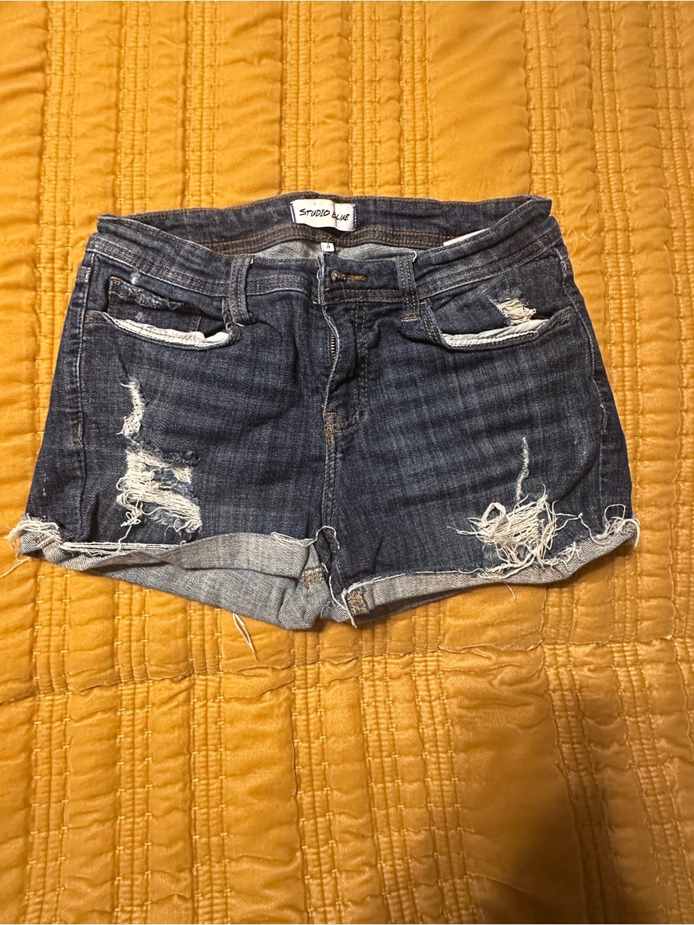 Studio Blue Navy Distressed Denim Cutoff Shorts